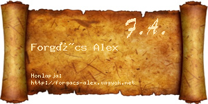 Forgács Alex névjegykártya